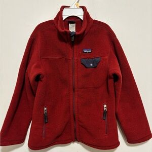Polar Patagonia Fleece Jacket Boys XS (5-6) Red Full Zip Sweatshirt Synchilla